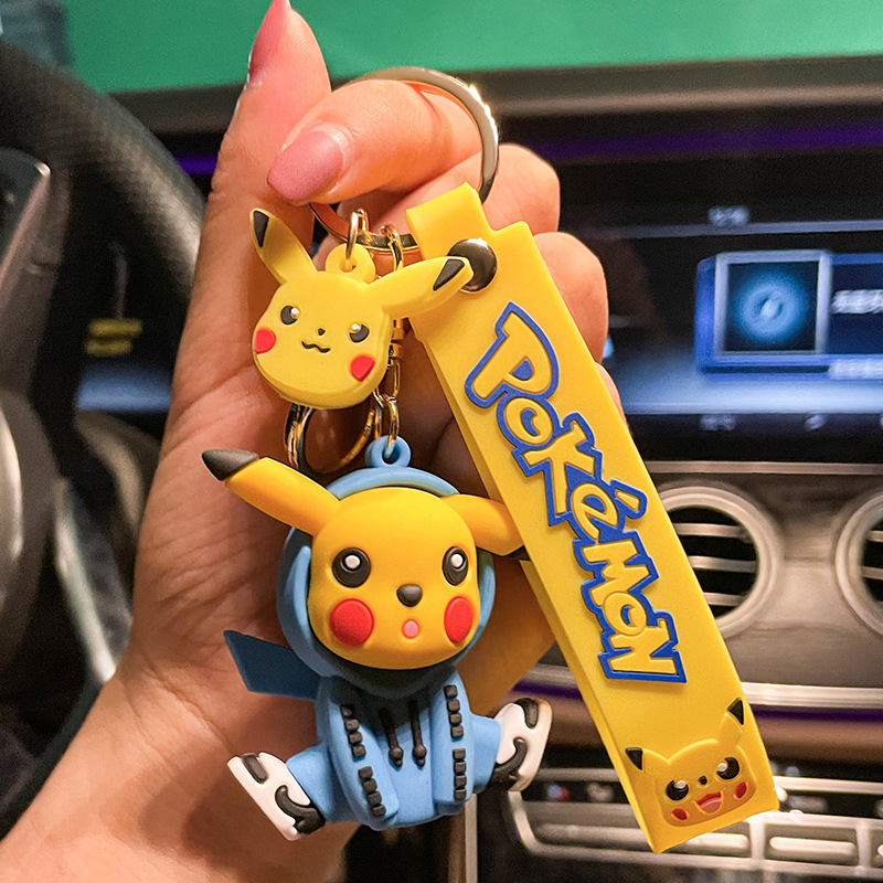 Cartoon Pikachu Keychain Pendant Cute Doll Creative Gift Couple Bag Ornaments Car Key Wholesale