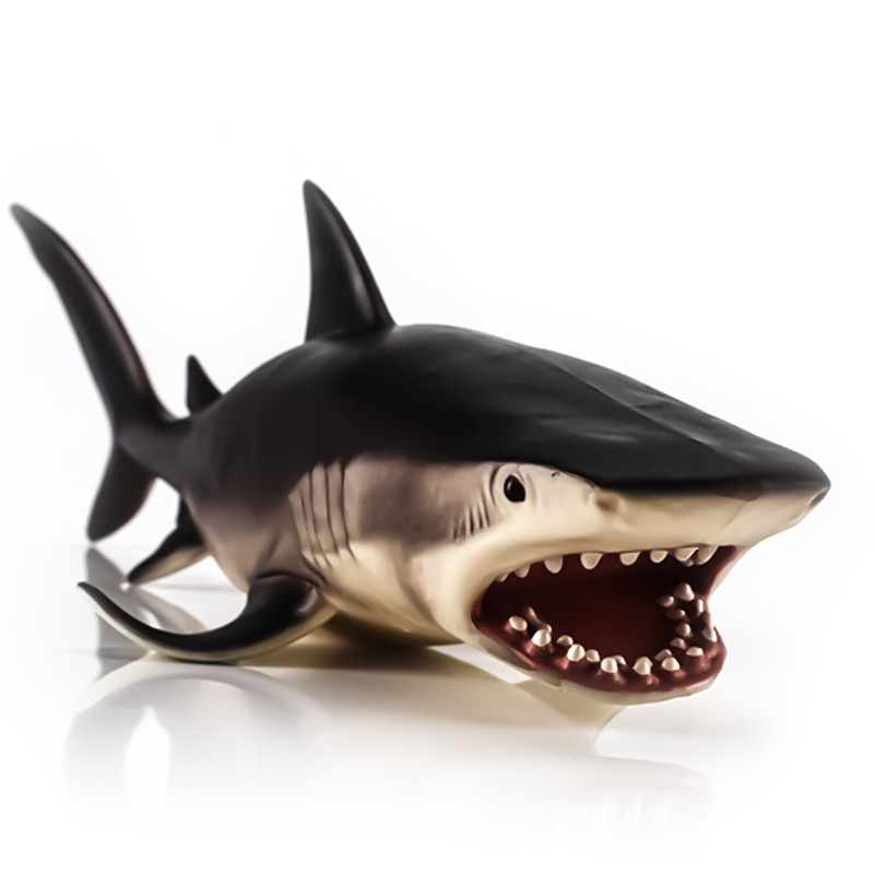 外贸货源仿真深海巨兽虎鲨模型实心静态海洋生物鲨鱼巨齿鲨摆件