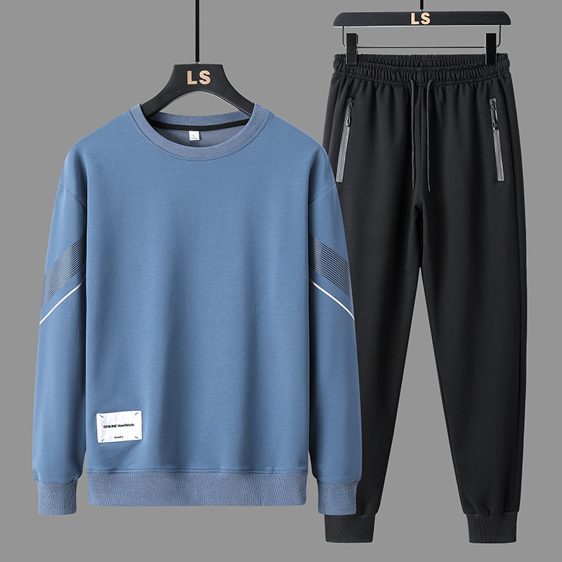 2023 New Autumn Men's Casual Sweatshirt Outfit round Neck Sweater Pants Menswear Fashion Brand Sportswear Two-Piece Set