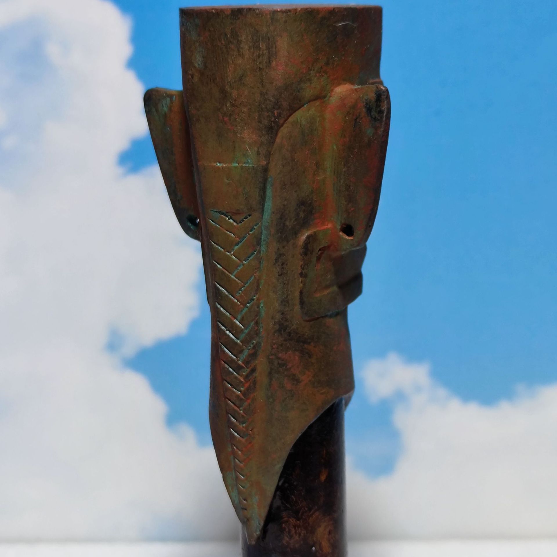 三星堆青铜大巫师立人像平顶铜人铜纵目面具仿青铜挖掘考古摆件