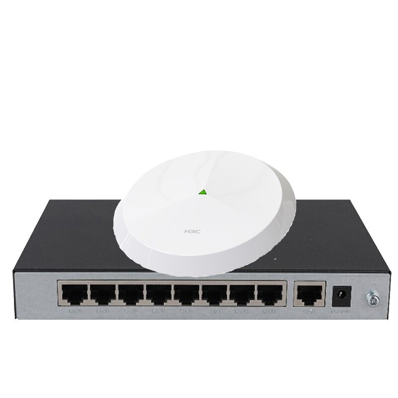 华三(h3c)双频无线ap面板吸顶组合套装 h200全千兆8口poe路由器