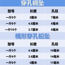 铅坠通心提价穿心空心坠坠撒网拉网手抛网穿孔配重厂家批发跨境