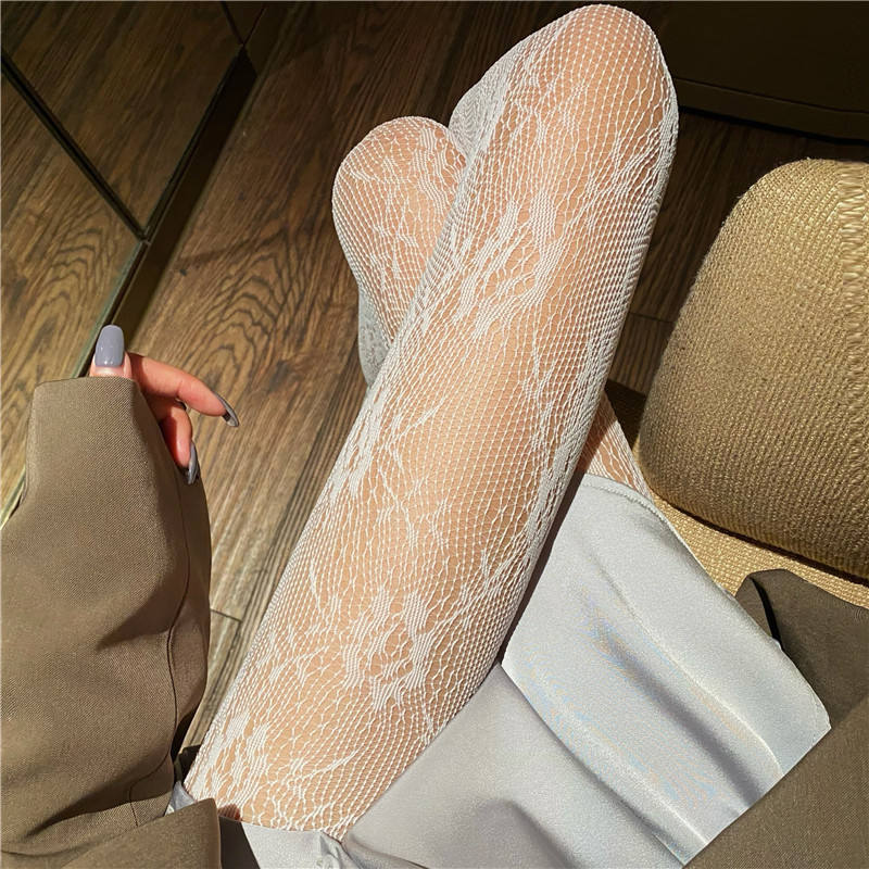 Dark Lolita Lolita Lolita Lolita Socks Japanese White Flower Pantyhose Mesh Stockings Rose Sunflower Stockings