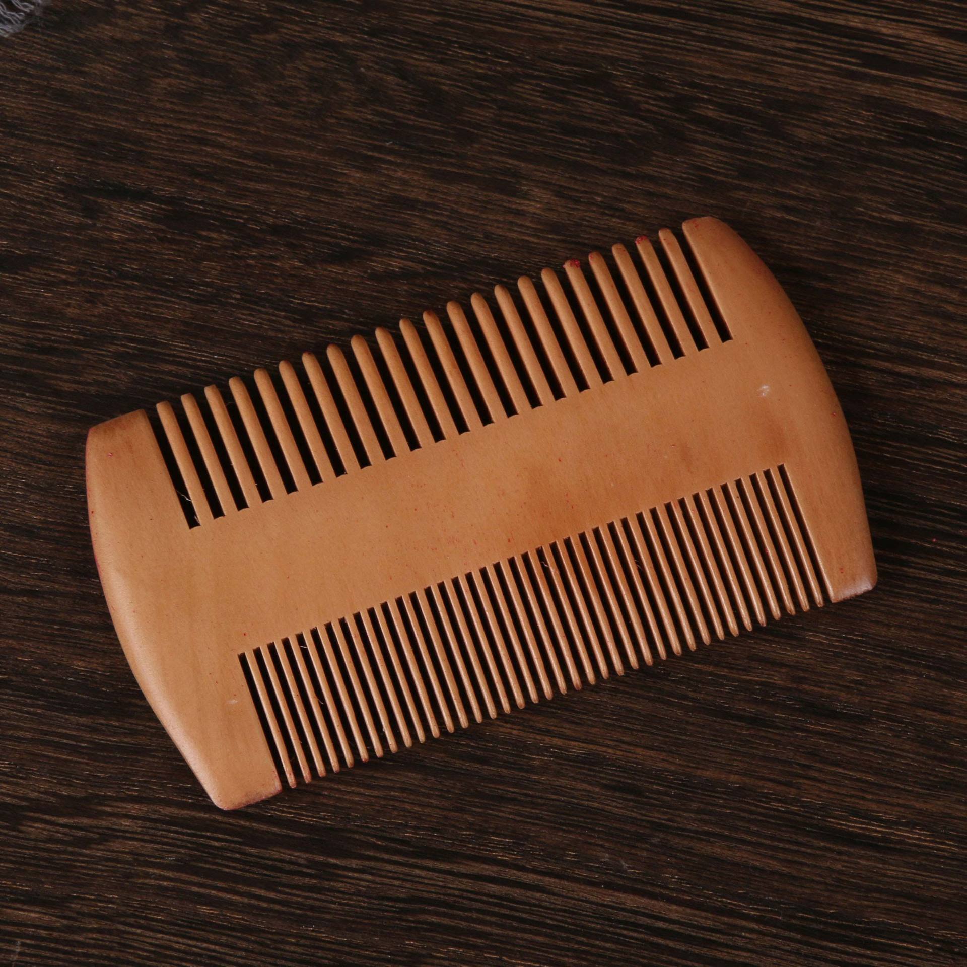 双面桃木梳子 密尺篦子梳 胡子胡须梳 小号造型梳logo刻字篦子梳