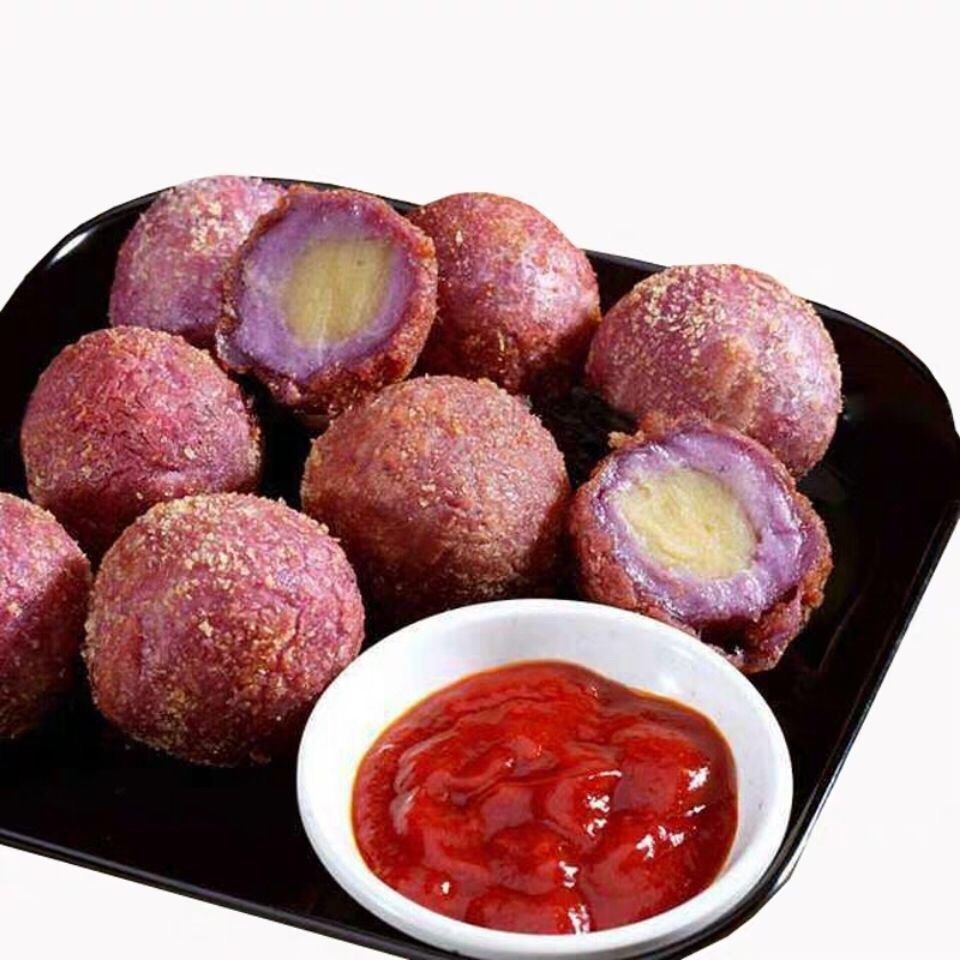 紫薯豌豆球紫薯丸子油炸点心小吃酒店食材