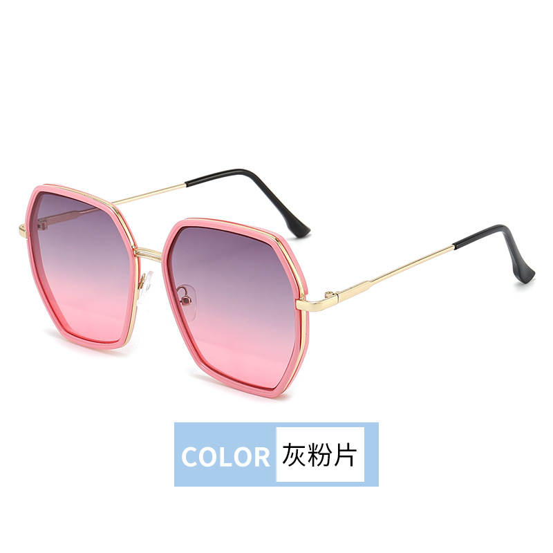New Fashion Internet Celebrity Same Type Gradient Sun Glasses Retro Stylish Large Frame Polygon Men's Women's Sunglasses