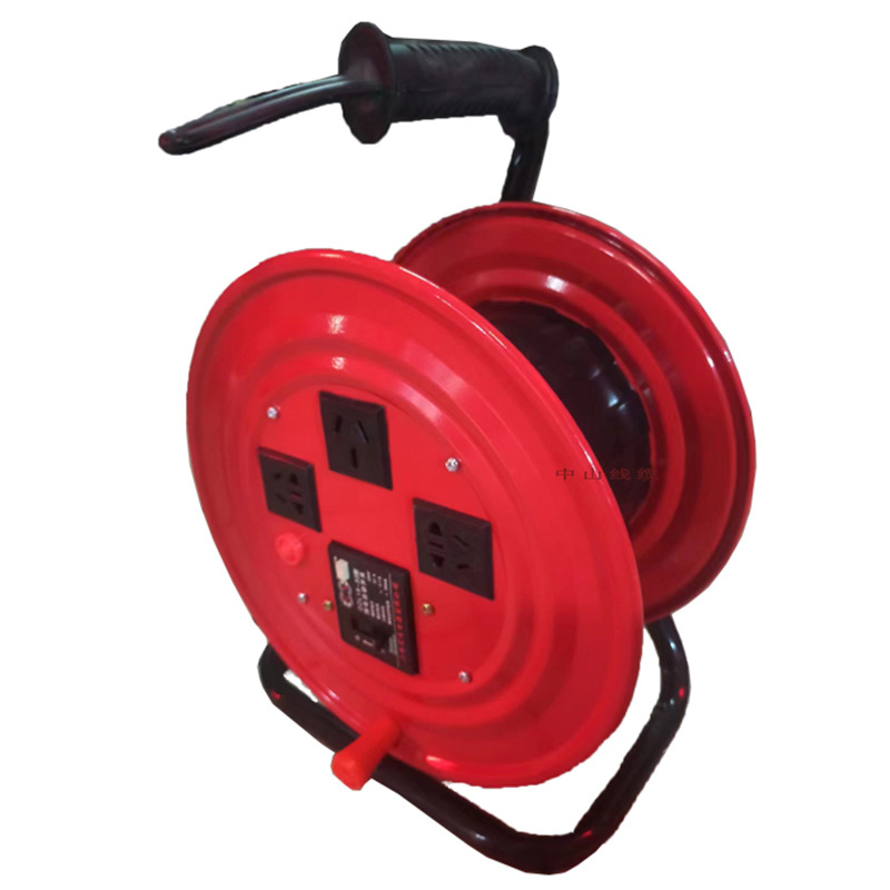 工程款线盘升级版 移动伸缩式电缆绕线盘 220V铁电源电缆卷盘