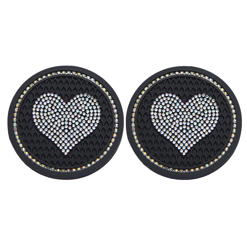 New Car round Love Coaster Car Creativity Diamond Honeycomb Non-Slip Mat Car Interior Design Supplies Women