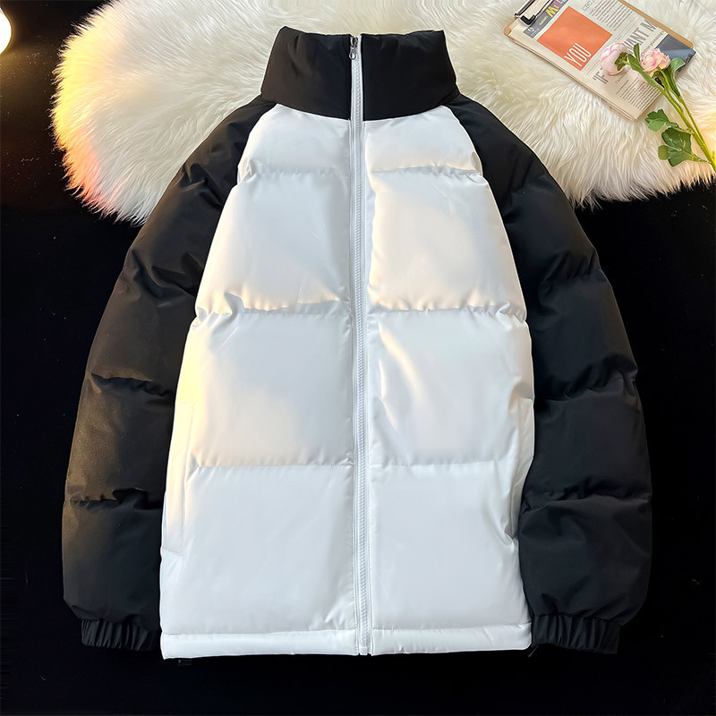 冬季立领棉服男女冬季防风拼色加厚棉衣潮流情侣款棉袄外套批发