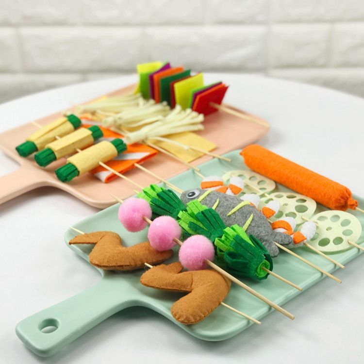 不织布烧烤串diy材料包幼儿园作业教玩具手工布艺食物免裁剪36串