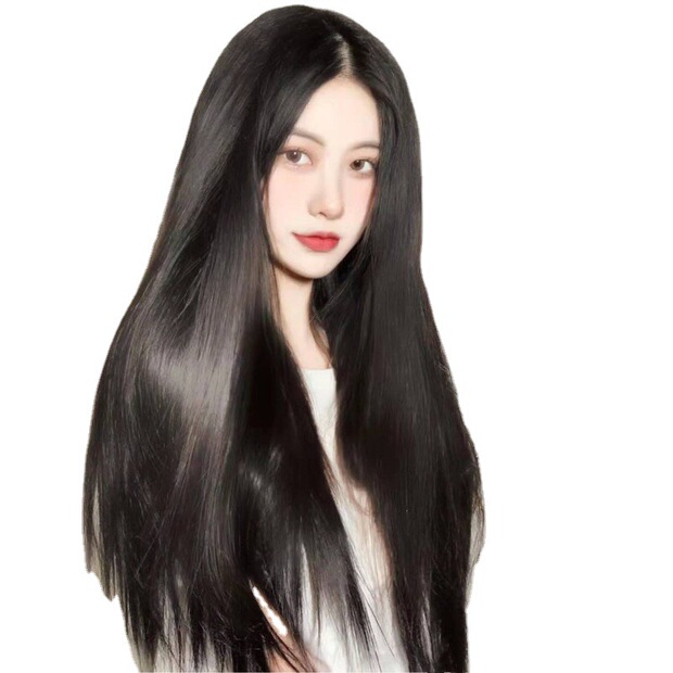 厂家直销支持来图来样定制假发女长发中分黑长直自然整顶全头套式