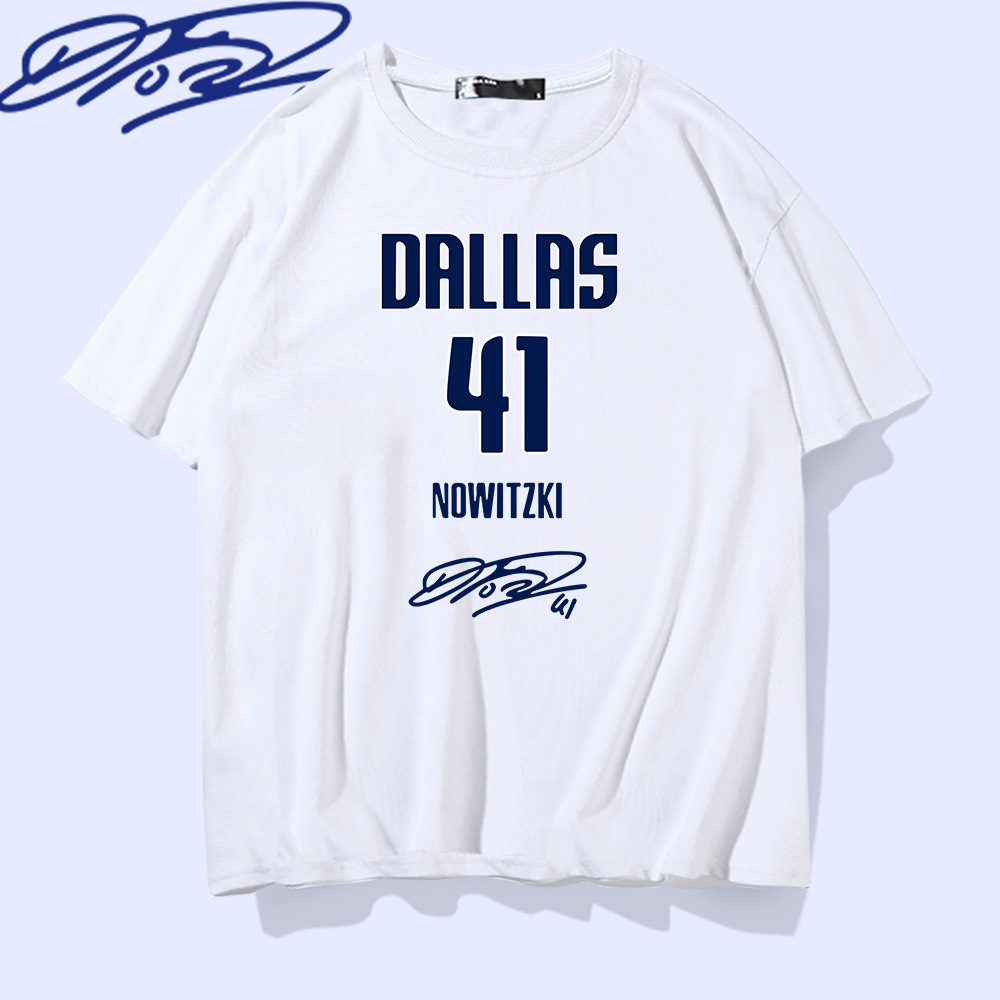 y独行侠诺维斯基签名款41号短袖t恤男女潮夏篮球运动宽松纯棉半袖