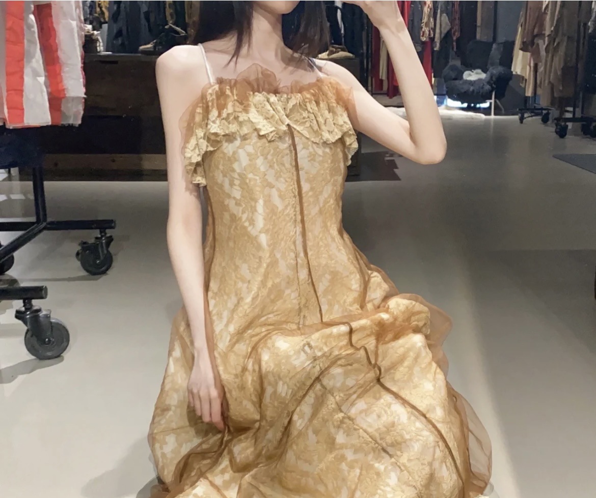 拼接裙吊带背心