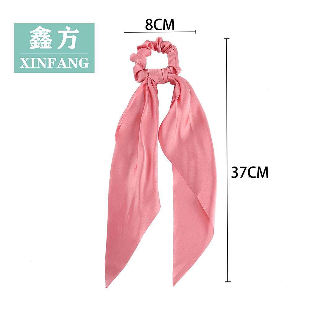 Cross-Border Released Circle Knotted Large Intestine Hair Ring Fashion Simple Solid Color Hair Ring Satin Fabric Plain Ribbon Headdress