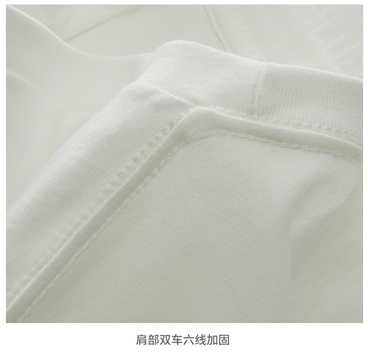 Heavy Xinjiang Combed Pure Cotton Bag Collar Edge Pure White Short-Sleeved T-shirt Men's and Women's Summer Loose plus Size Crew Neck T-shirt Casual