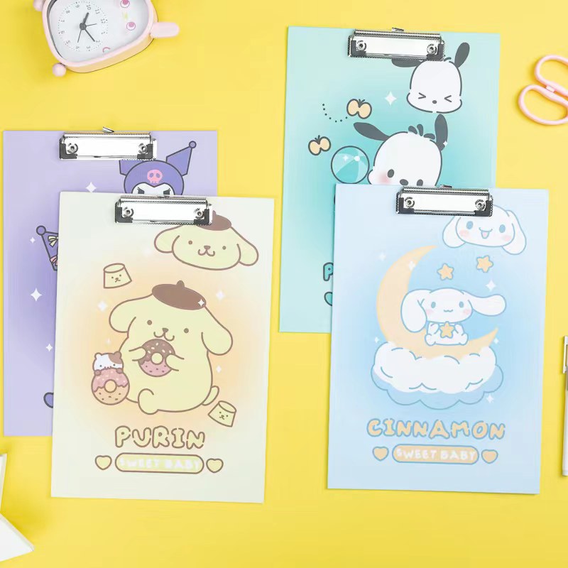 Cartoon Sanrio Plate Holder Paper A4 Writing Plywood Student Stationery Girl Heart Cute A4 Material Writing Pad