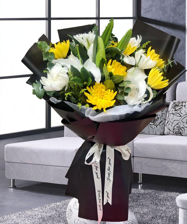 清明节黄白菊花花束上坟祭奠扫墓哀悼鲜花速递北京上海同城-阿里巴巴