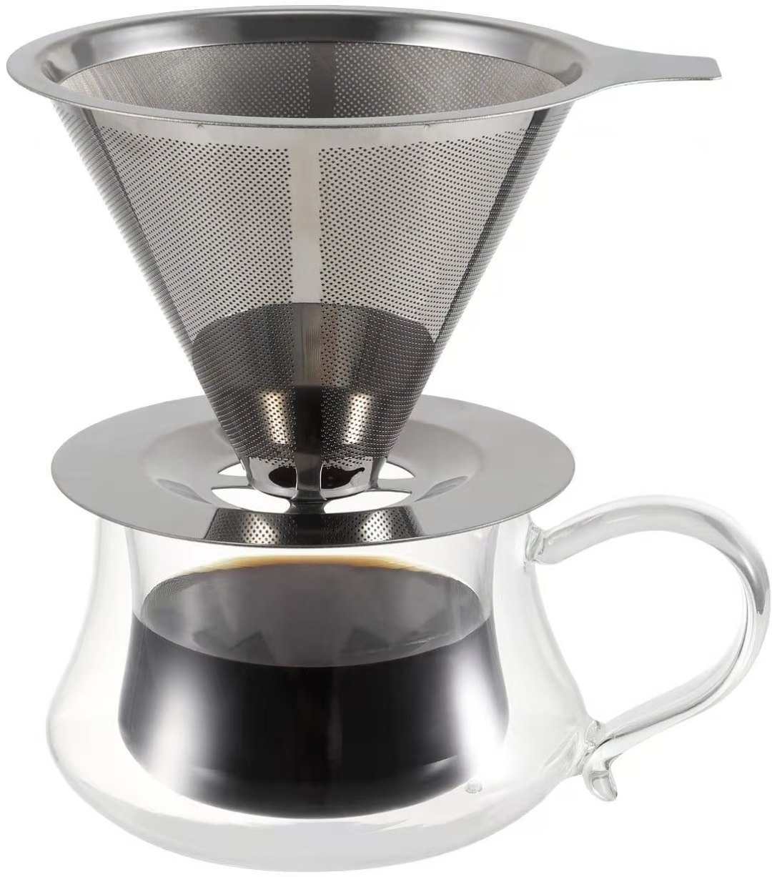 不锈钢咖啡过滤器 免滤纸隔渣304美式滴漏咖啡滤网 手冲咖啡滴漏