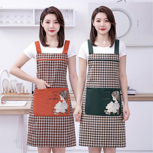 韩版女士时尚细纱棉布围裙家用厨房做饭新款一件起批透气背带围腰