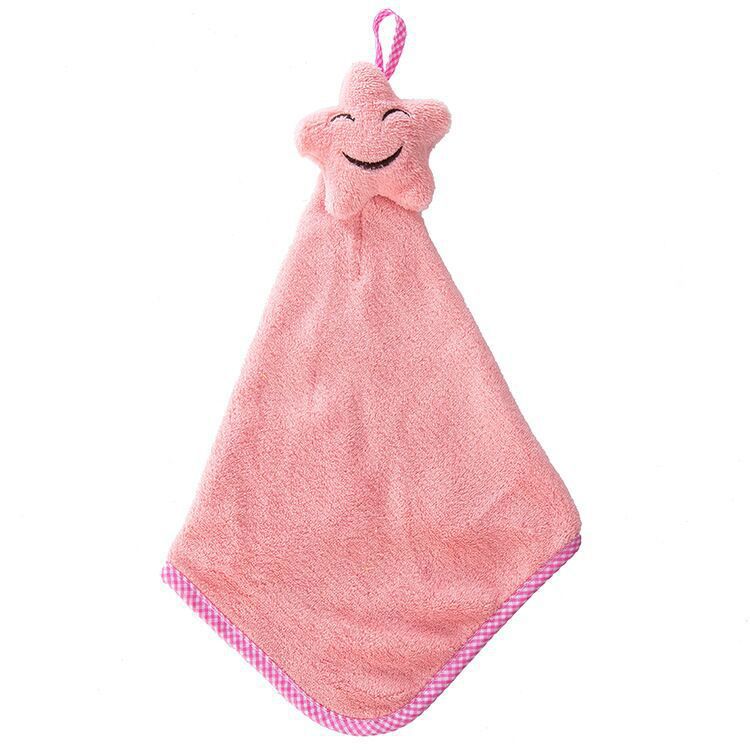 Star Small Square Towel Kitchen Bathroom Hanging Cleaning Pot Bowl Coral Velvet Hand Towel