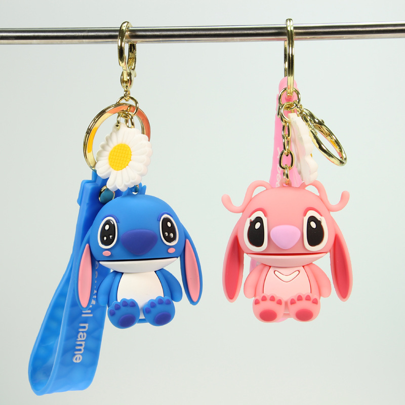 Cute Car Key Ornament Wholesale Spot Couple Bags Doll Pendant Cartoon Anime Stitch Keychain