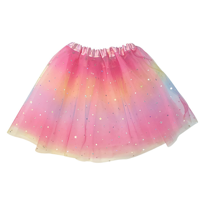 新款儿童亮片tutu裙三层六片星星闪光半身网纱裙公主裙 跨境专供