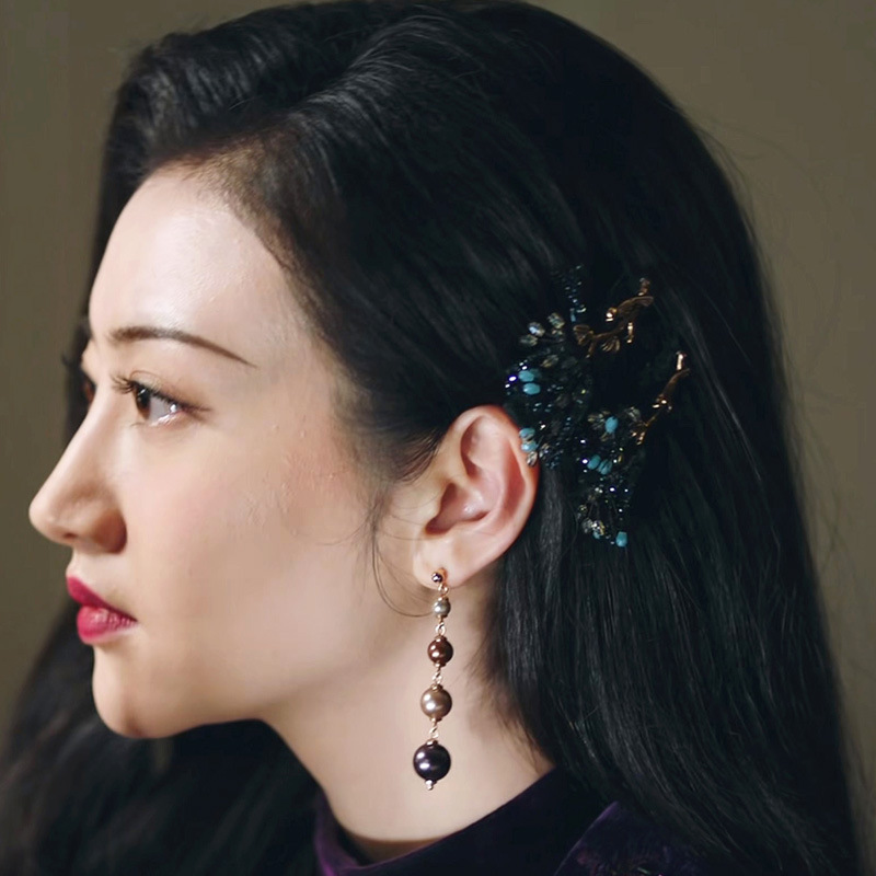 司藤景甜同款编织树枝小鸟发夹发饰侧边夹发卡发饰宫廷一字夹头饰