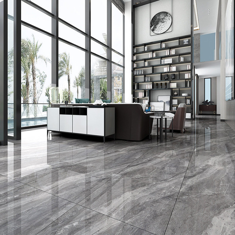 通体大理石瓷砖600x1200地砖灰色亮光地板砖欧别墅电视背景墙砖