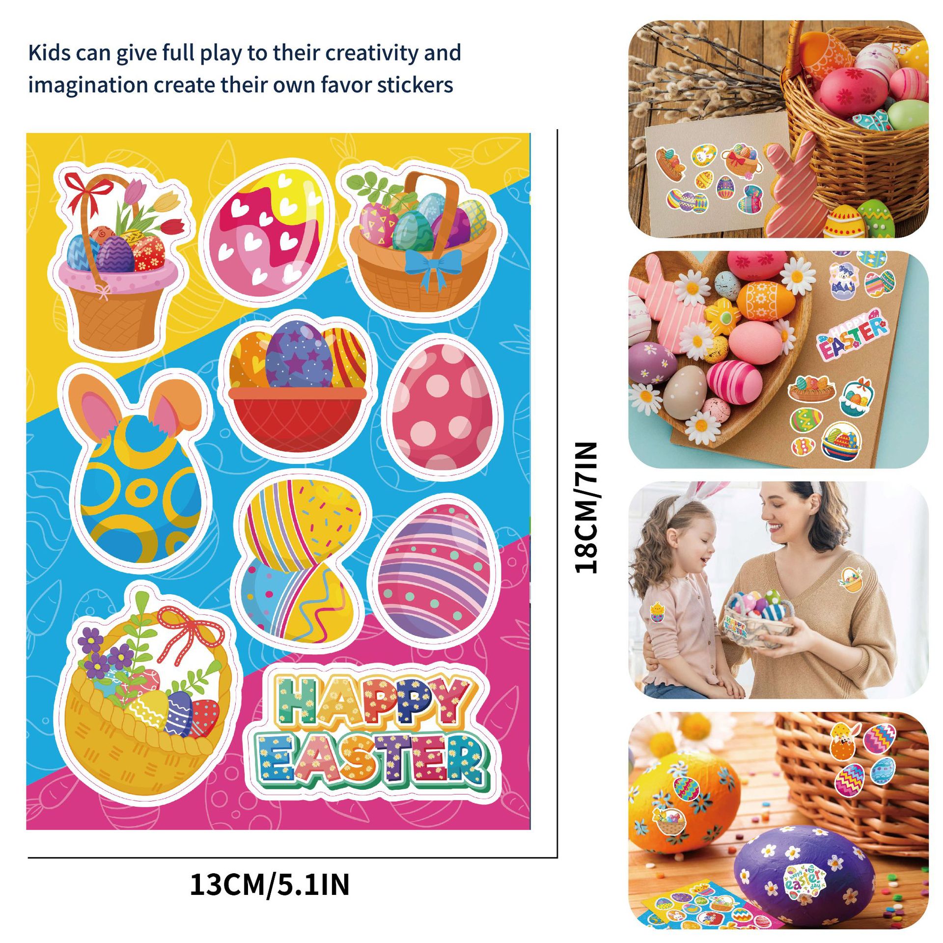 Easter Stickers Children's Anime Cute Cartoon Rabbit Egg Puzzle DIY Stickers Easter Festival