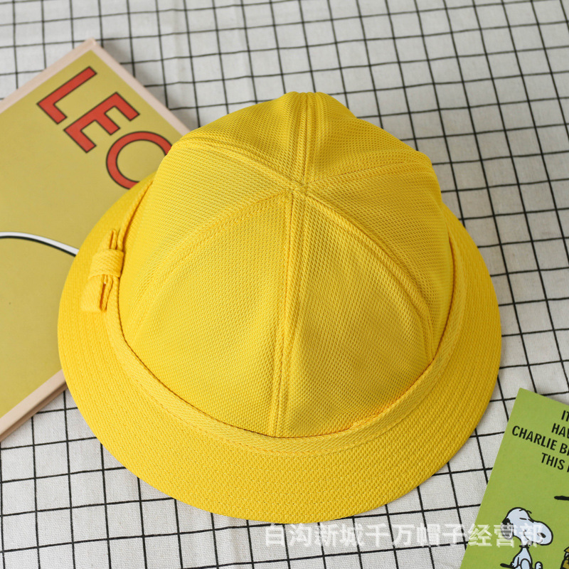 Yellow Cap Kindergarten Children Hat Primary School Student Hat Sun Hat Bucket Hat Japanese Maruko Printed Logo Wholesale