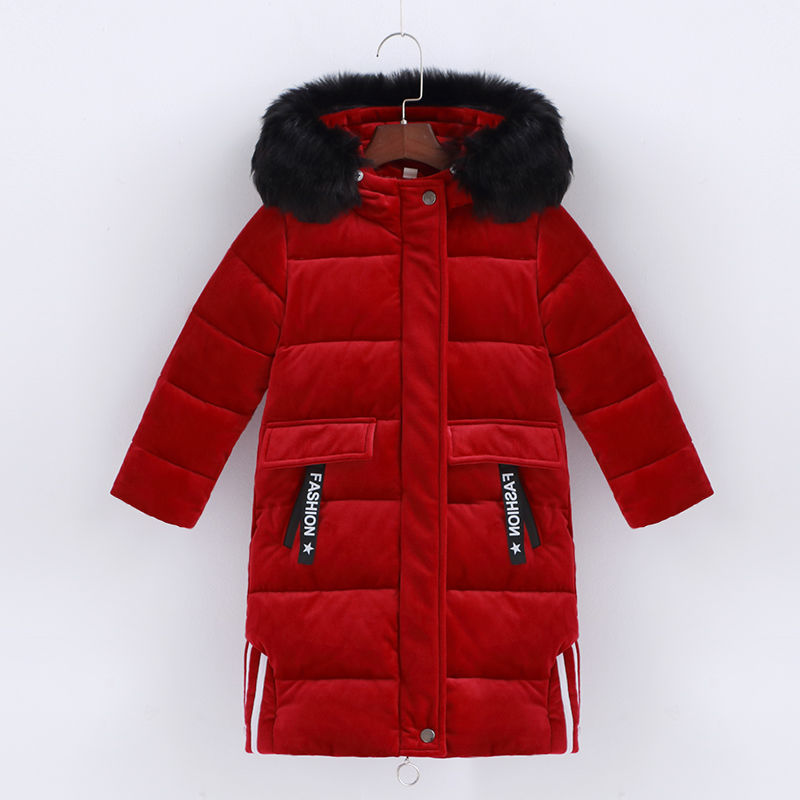 Elementary School Student down Jacket Long Small Girls and Teen Girls Children's Clothing Girls' Winter Clothing Cotton Coat Cotton Jacket Girls Cotton Clothing Coat