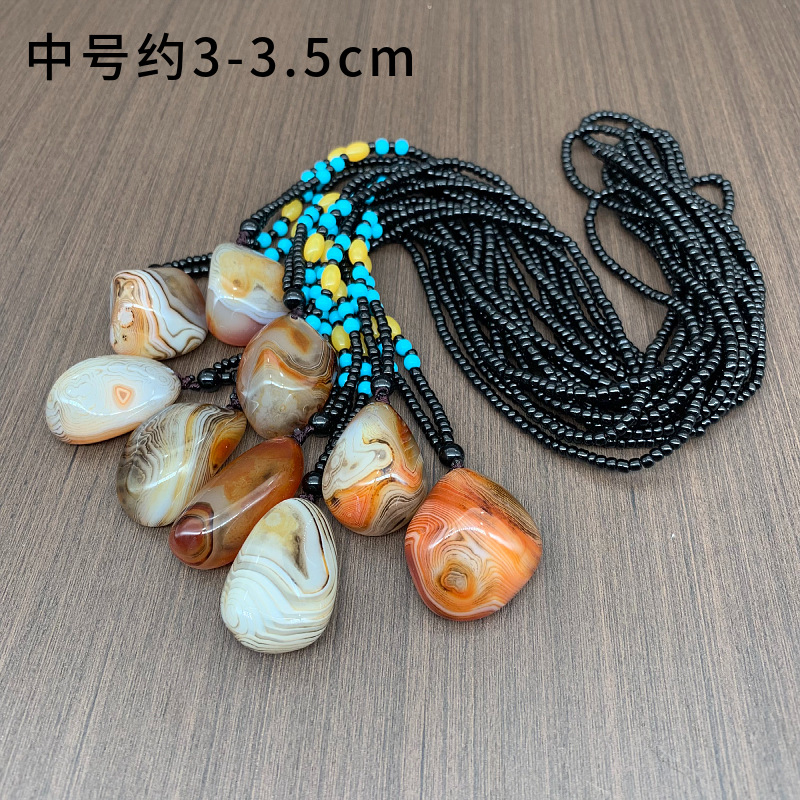 Natural Twining Line Agate Rough Stone Hand Pieces Pendant Chalcedony Agate Handle Piece Jade Hand Playing Pieces Necklace Sweater Chain