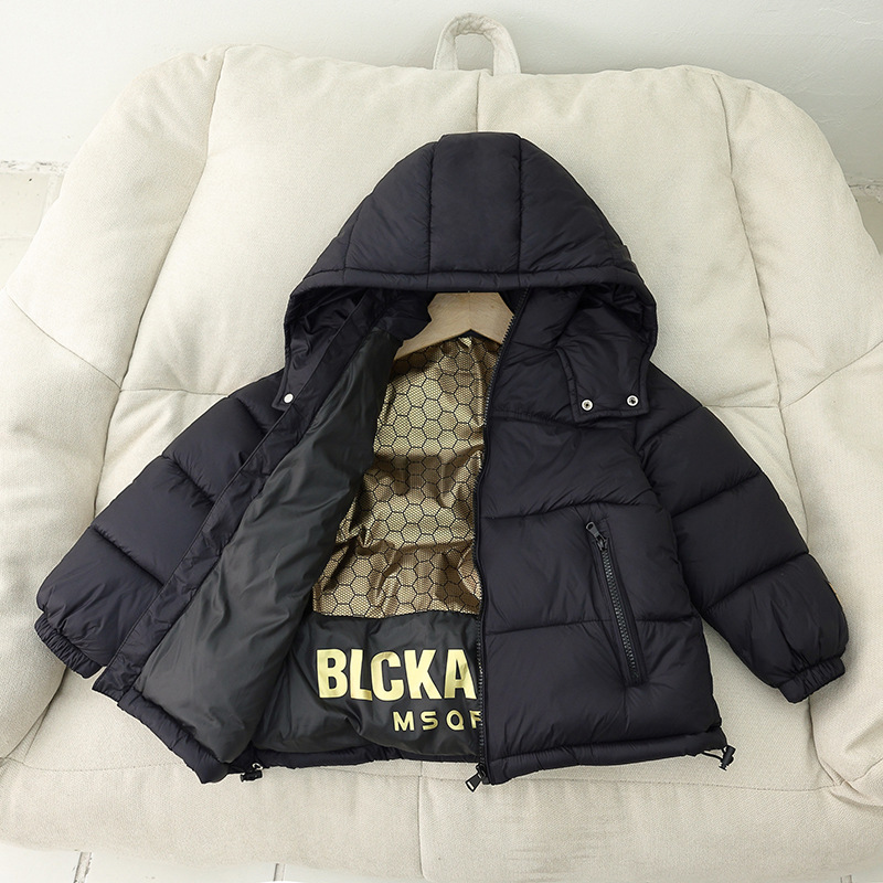 反季2024新款儿童黑金羽绒棉服石墨烯拼色棉服男女中大童保暖外套