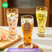 布朗熊玻璃杯夏季高颜值水杯冷饮果汁可乐啤酒杯子家用卡通牛奶杯