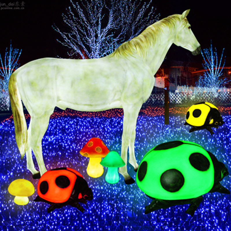 发光马模型摆件玻璃钢雕塑灯光节动物造型室外园林景观灯亮化装饰