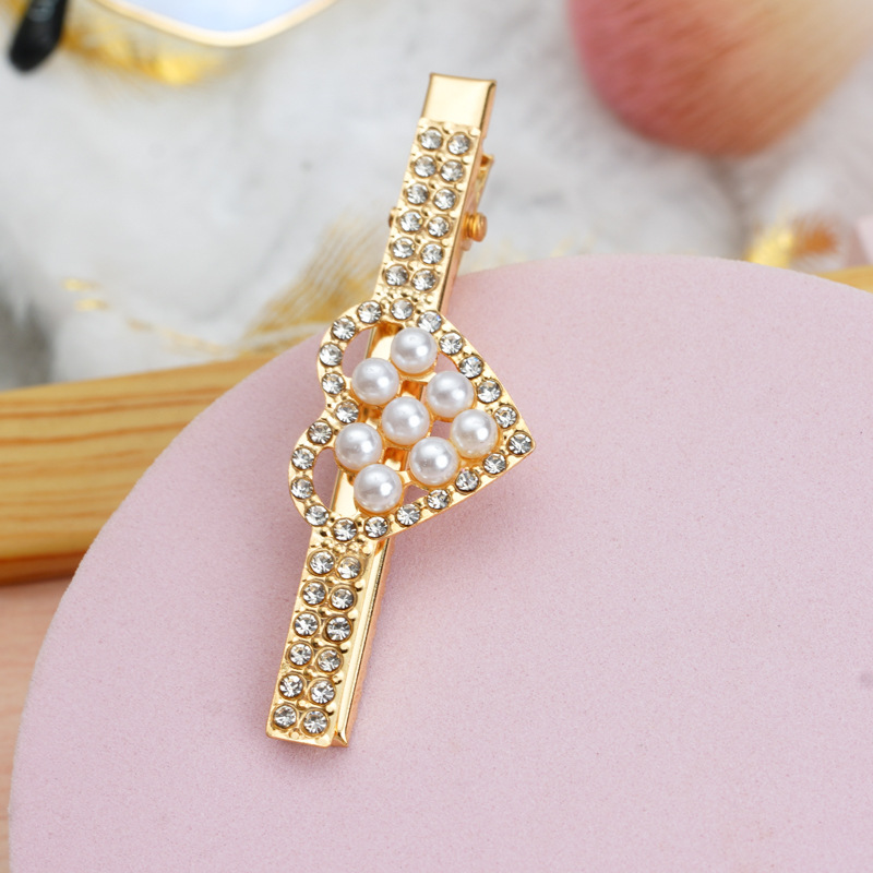 Exquisite Barrettes French-Style Pearl Rhinestone Note Hair Accessories Online Influencer Refined Girl Cute Hairpin Clip