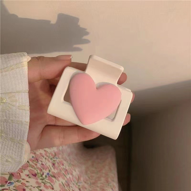 Girly Heart Grip ~ Cute Pink Sweet Loving Heart Hair Claw 2022 Summer New Trendy Shark Clip Hair Accessories Trendy