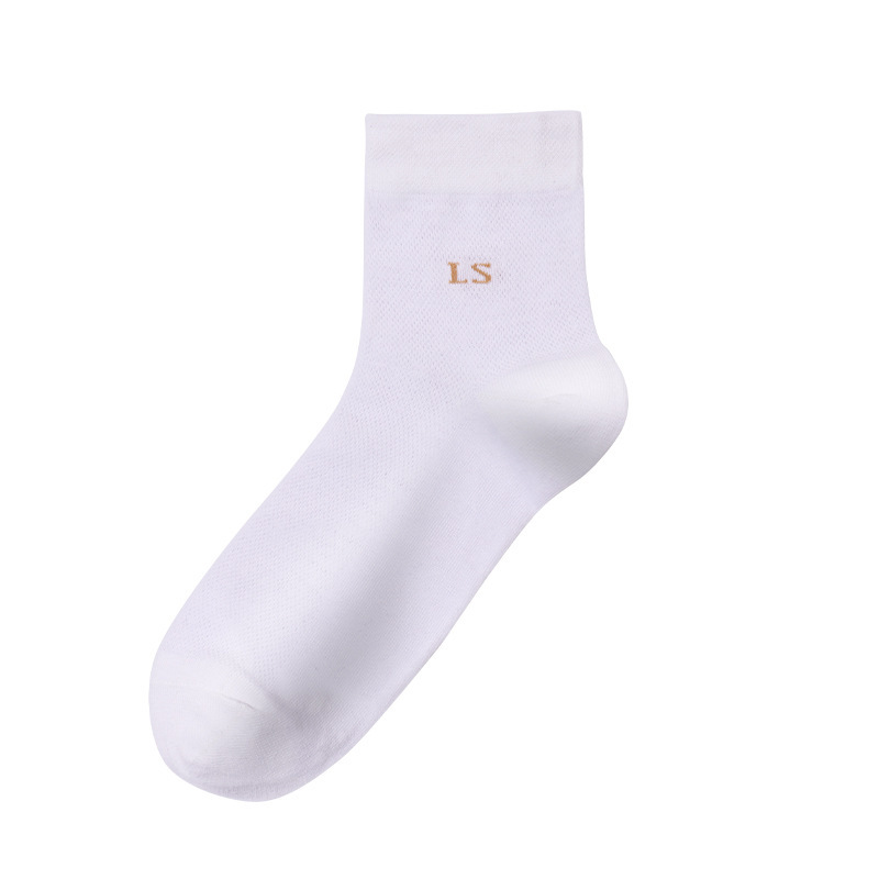 Summer Solid Color Mesh Casual Socks Factory Wholesale Simple Polyester Cotton Breathable Men's Thin Mid-Calf Casual Socks