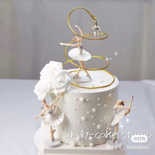 烘焙蛋糕装饰金银色系水晶星星圈圈许愿树装扮摆件唯美铁丝螺旋树