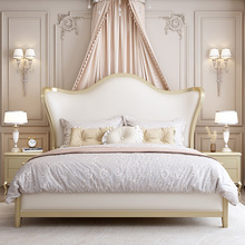 美式轻奢实木双人床现代简约主卧大床 1.8米软包储物高端真皮婚床