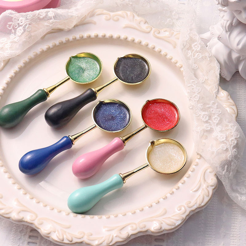 火漆勺 火漆熔炉火漆印章工具融蜡勺 火漆印章 马卡龙火漆勺子柄