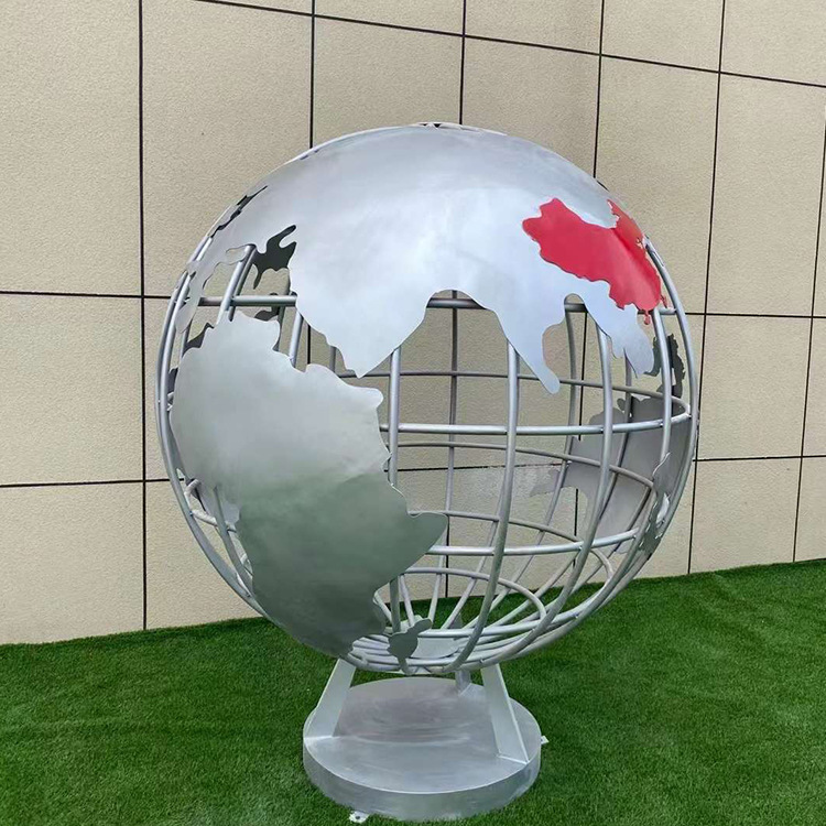 不锈钢地球仪雕塑金属铁艺镂空圆球景观园林装饰校园摆件厂家定制