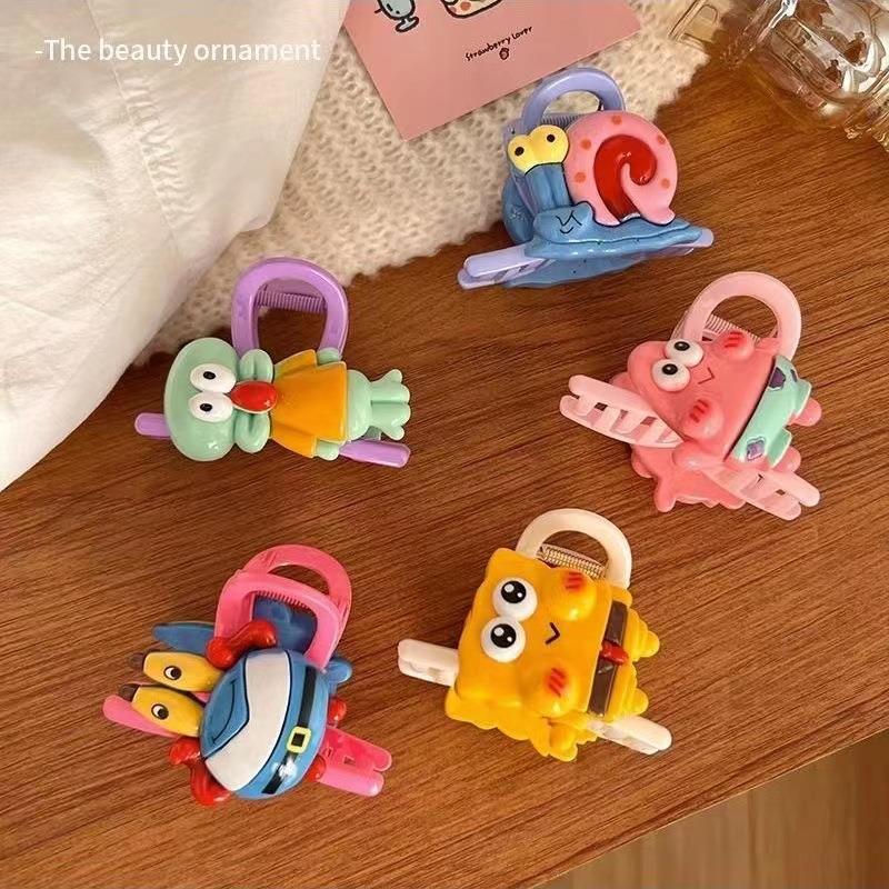 Hair Accessories Hairpin Ornament Cartoon Sponge Baby Pie Star Hairpin Short Hair Grip Student 2023 New Back Brain