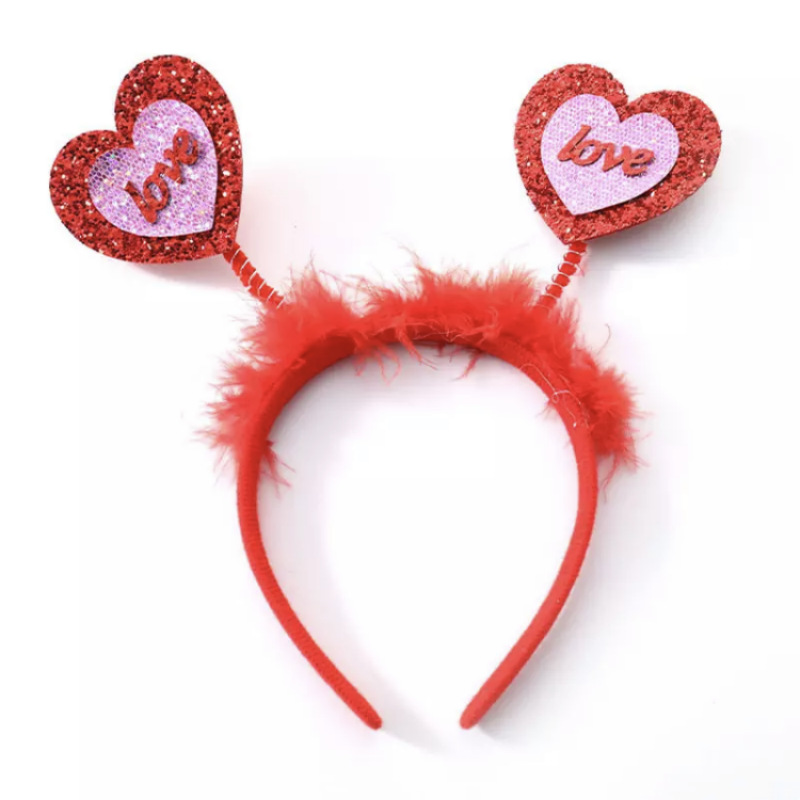 Red Love Hair Band Hair Accessories Three-Dimensional Love Headband Headdress Valentine's Day Head Wear Hair Accessories Hair Band Wholesale