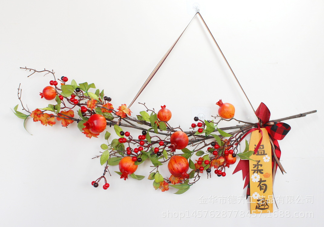 New Year Decoration New Year's Day Home Hanging Decoration Simulation Pomegranate Ribbon Bow Wall Hanging Moving into the New House Decorations