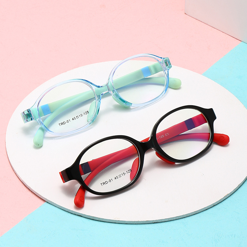 新款儿童柔软硅胶眼镜框防蓝光学生近视镜架批发男女适用trd-01