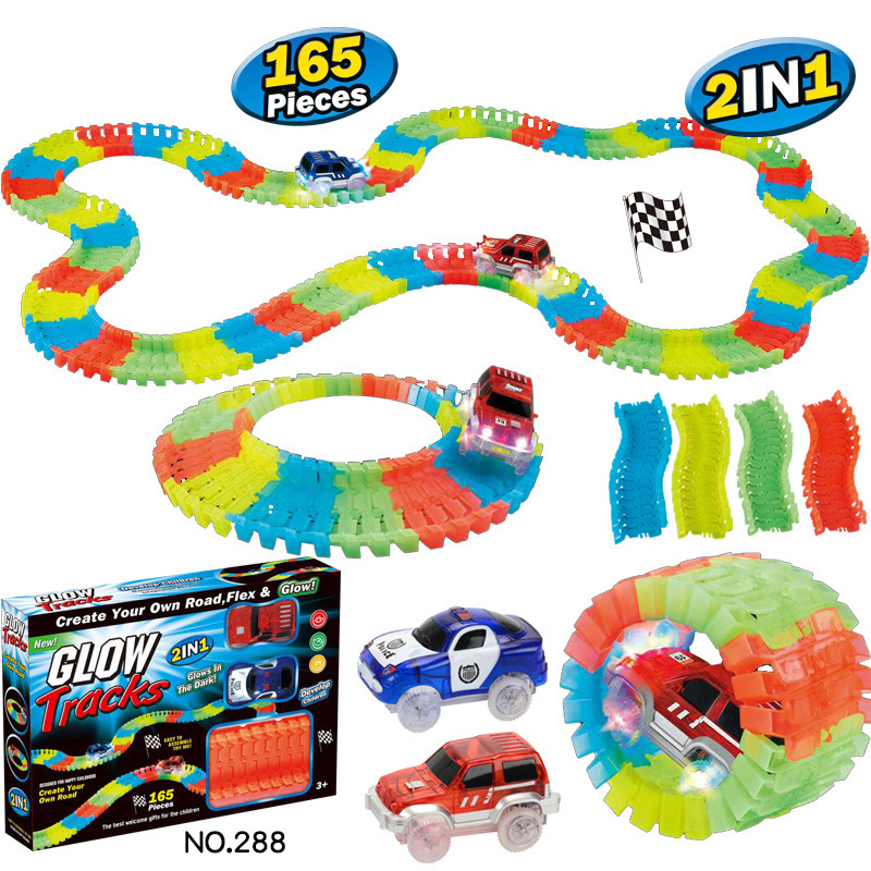 Children's DIY Assembled Educational Toys 165 Pieces Luminous Track Toy Car Assembled Electrically Operated Compact Car