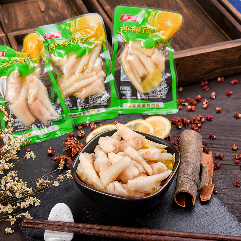 渝口福柠檬凤爪酸辣爽口开袋即食鸡爪子零食批发小包装鸡脚下酒菜