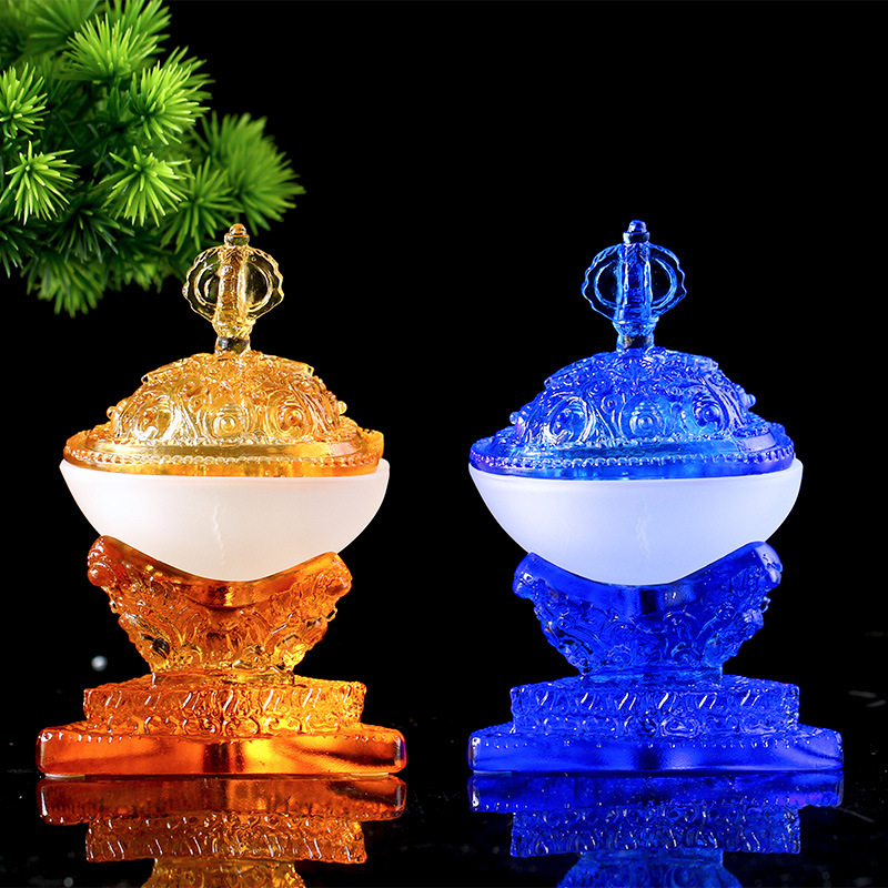 琉璃托巴碗摆件藏传密宗法器居家佛堂桌面摆放护法佛具佛教用品