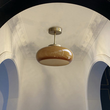 中古复古蛋挞包豪斯玻璃黄铜玄关阳台进门厅过道走廊法式吸顶灯具